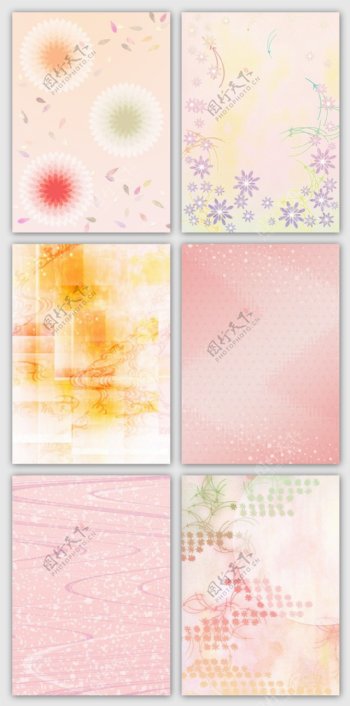 粉色手绘水彩花朵卡片模板矢量素材