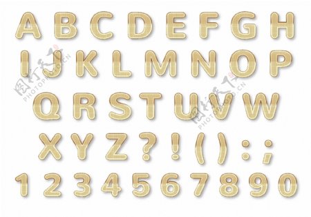 金色金属字母英文数字免扣素材