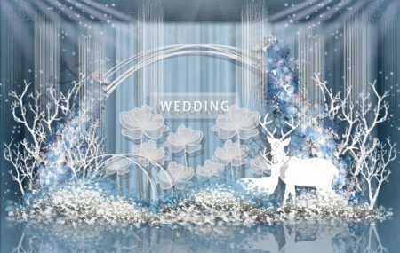蓝白色系冰雪主题婚礼效果图