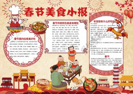 春节美食小报新年饮食文化小报