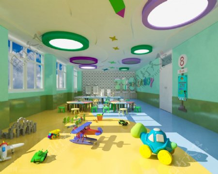 幼儿园教室max效果图模型