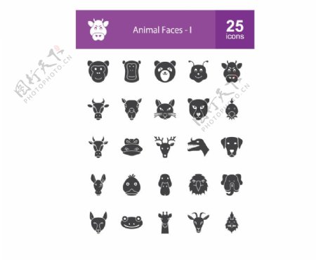 25款动物脸的图标