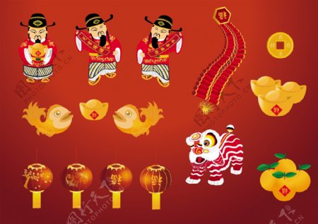 财神中国传统新年春节矢量素材