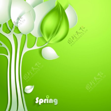 常见绿色背景和春天风景矢量素材