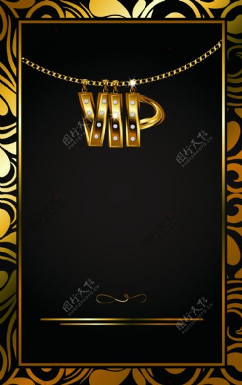 欧式花纹边框金色vip卡片模板