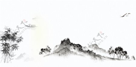 中国风水墨风景背景设计