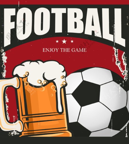 啤酒与足球海报矢量素材