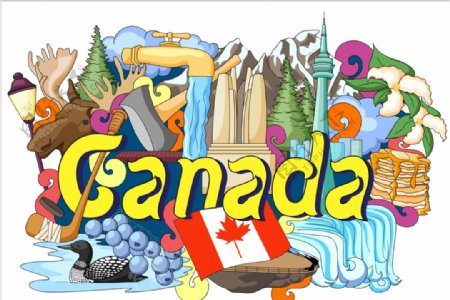 加拿大国家手绘插画