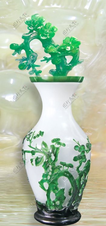 现代中式绿色花瓶装饰