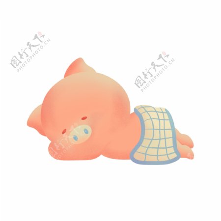 睡眠小猪盖被子猪猪可爱猪可商用