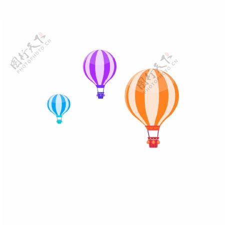 热气球彩色漂浮装饰素材设计