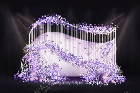 紫色梦幻星空婚礼迎宾区效果图