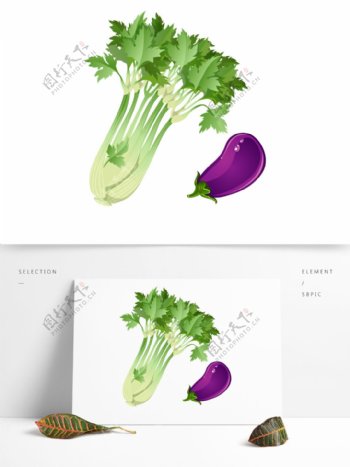 卡通手绘新鲜的绿色蔬菜素材