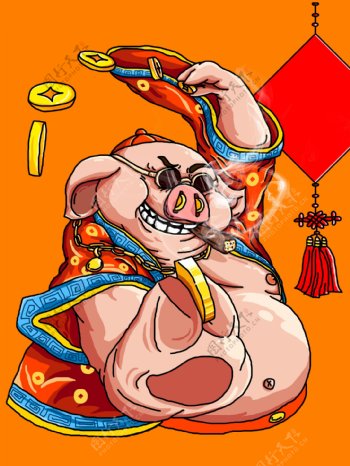 喜庆2019猪年小猪插画背景