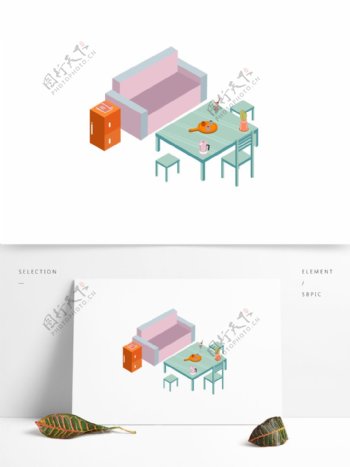 沙发桌子原创客厅矢量文件AI设计元素图标