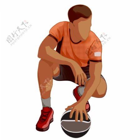 手绘篮球运动员人物设计