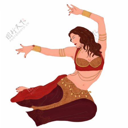 性感柔美印度舞娘人物手绘设计