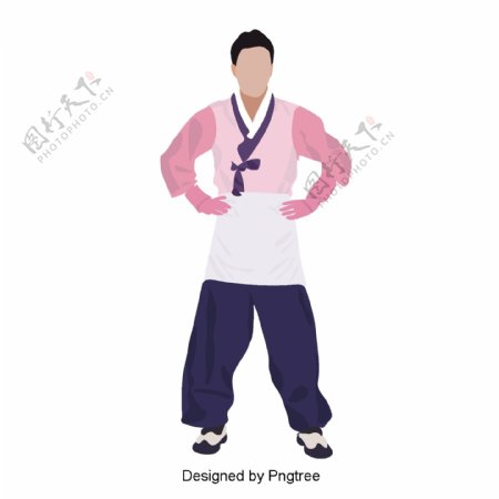 韩国传统服装的男性矢量字符