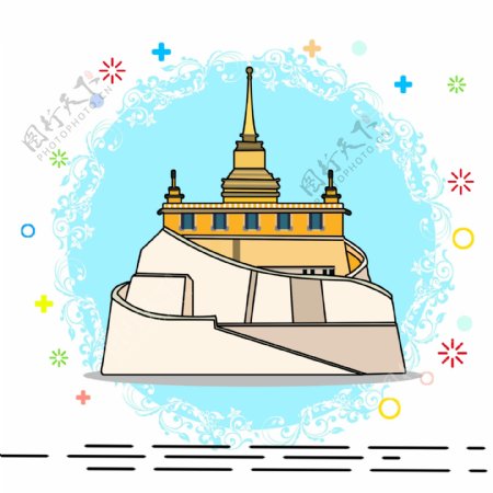卡通泰国寺庙建筑