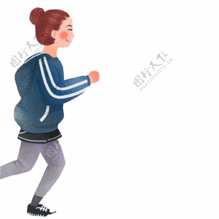 卡通手绘跑步的女孩人物设计