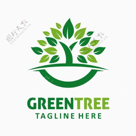 绿叶树木元素标志
