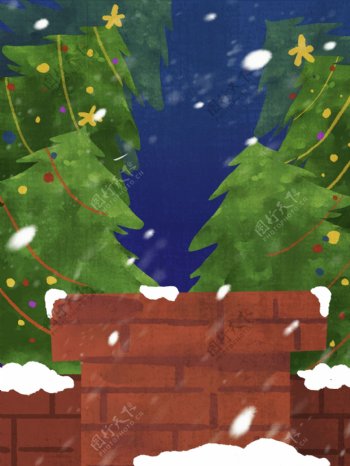 手绘圣诞树背景设计