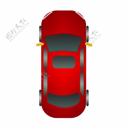 简约手绘红色汽车透明素材