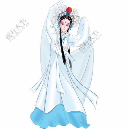京剧花旦白蛇传白色蓝色脸谱戏剧节人物图标