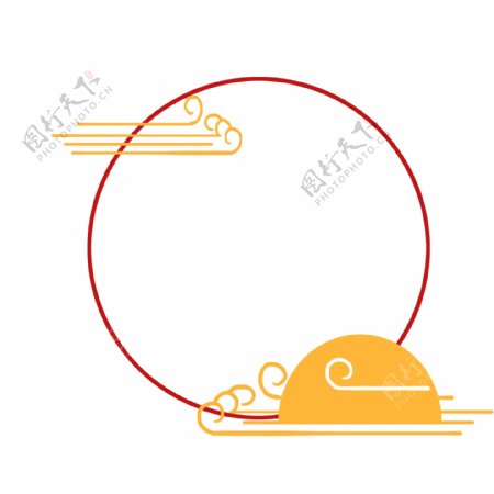中国风圆形云纹边框插画