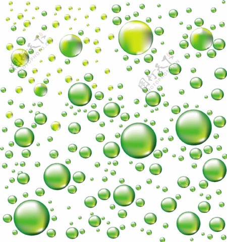 绿色透明水滴效果元素
