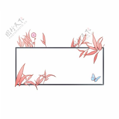 卡通蝴蝶花框插图