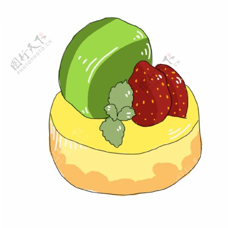 插画手绘草莓蛋糕
