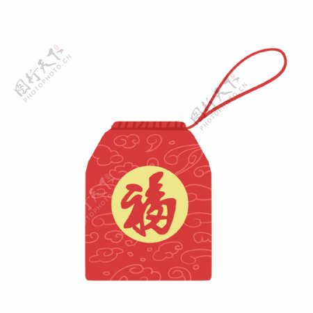 中国风红色的中国福袋
