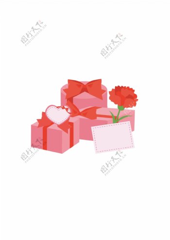 情人节粉红色手绘卡通情人节礼盒