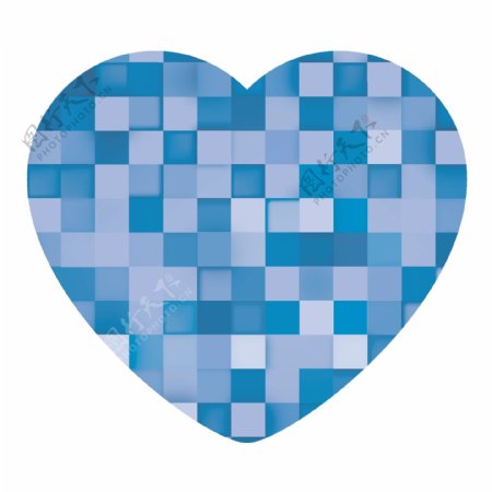 时尚蓝色方块编织的爱心