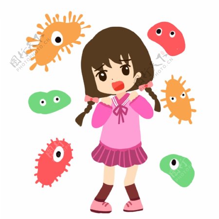 女孩害怕细菌入侵