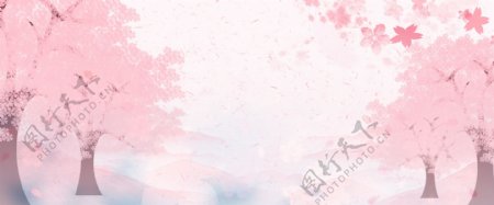 樱花节小清新文艺浪漫粉色背景