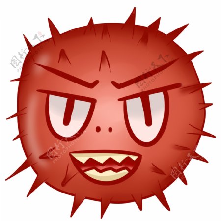 红色的毛球细菌插画