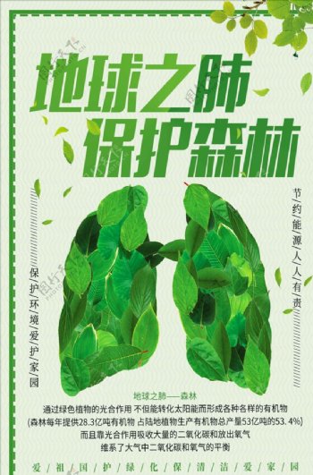 地球之肺保护森林绿色简约小清新