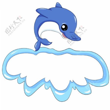 可爱小海豚边框插画