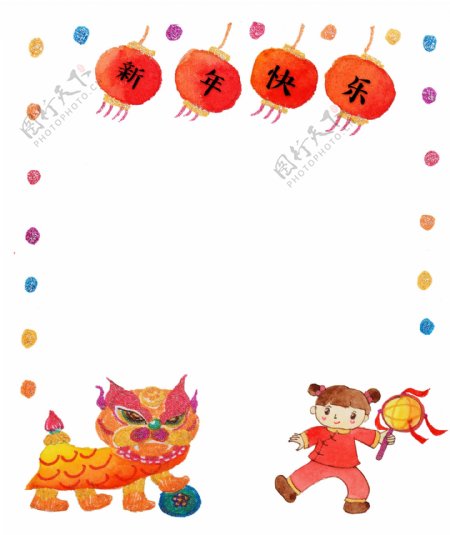 猪年红色中国风春节新年边框
