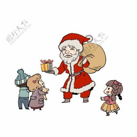 圣诞节送礼物给孩子们的圣诞老人