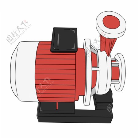 手绘消防器材消防泵插画