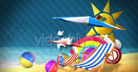 夏天沙滩海洋动画