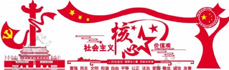 微立体党建社会主义核心价值观红色文化墙
