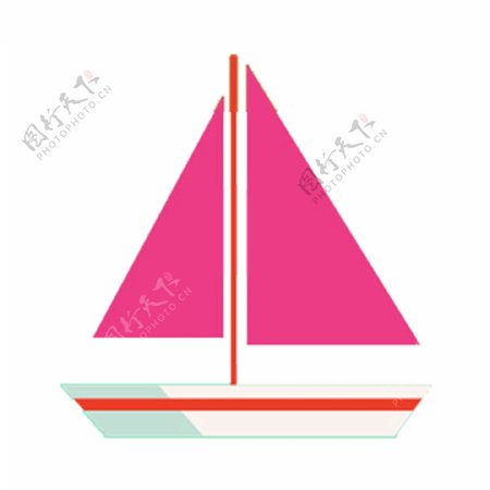 粉色简约帆船装饰素材