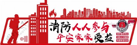 红色党建消防安全知识微立体大气文化墙