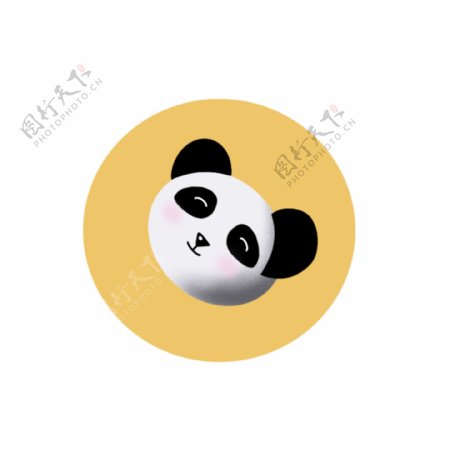可爱熊猫头像简单黄色黑白图标元素