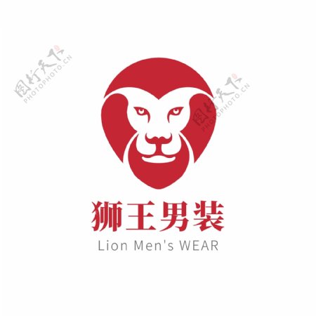 红色狮子男装户外服饰logo模板