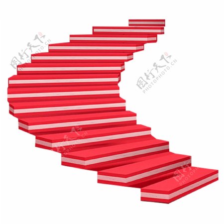 红白相间的楼梯素材